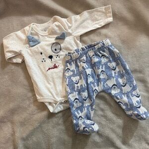 Newborn Puppy print 3 piece Footie Pajamas Lightweight with hat